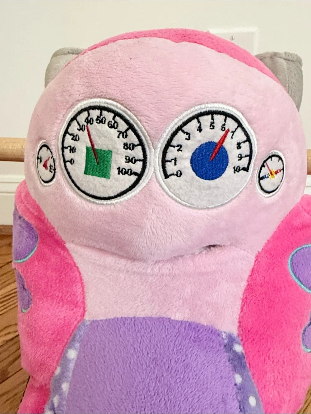 Rockabye Lil Biker Motorcycle Musical Plush Wooden Pink Rocker Baby Toddler New